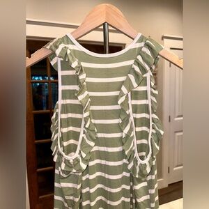 NWOT Twenty Ten Green White‎ Striped Ruffle Racerback Top Size Medium